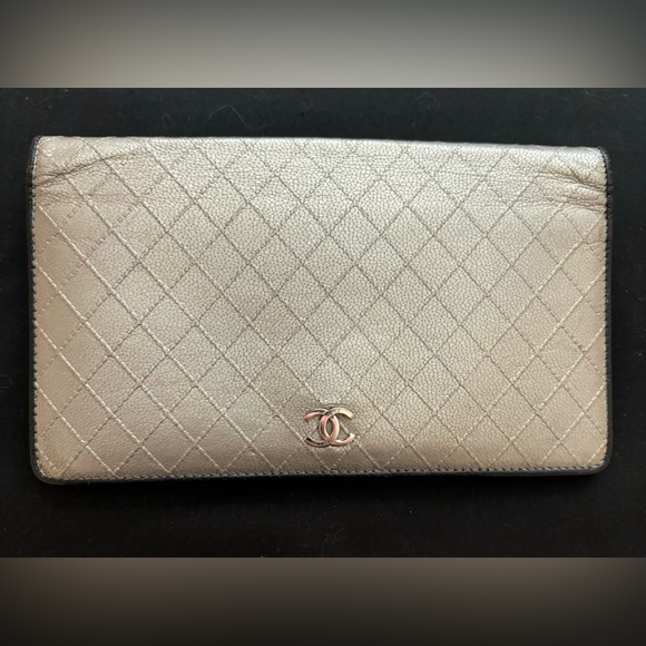 CHANEL Handbags - Chanel Silver Quilted Bifold Wallet
